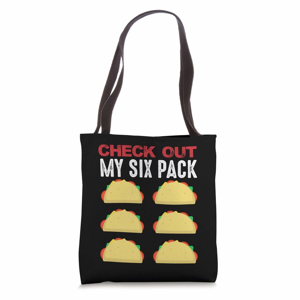 Funny Taco Shirts Six Pack Tees Gym Workout Foodie Men Tote Bag C :]